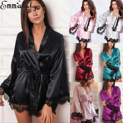 

Womens Stain Lingerie Nightwear Underwear Babydoll Sleepwear Robe Dress