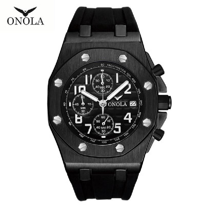 

ONOLA ON6805 Men Quartz Watch Silica Gel Band Fashion Multifunction Wristwatch 3ATM Chronograph Calendar Date Display Watches
