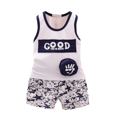 

Summer Baby Kids Boys Girls Casual Clothing Sets Cotton Cartoon Sleeveless Tops Tee Shorts Pants Beach Style