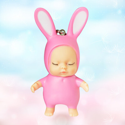 

〖Follure〗Cute Sleeping Baby Doll Rubber Pendant Keychain Keyring Baby Toy