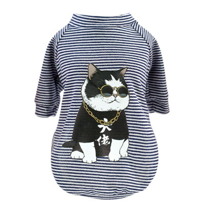 

Pet Spring Summer Clothes Long Sleeves Cotton Fabric Costume Dogs Cotton Vest Tshirt Stripes&Hip Hop Dogs Pattern