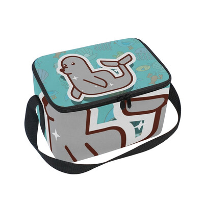 

ALAZA Lunch Box Insulated Lunch Bag Large Cooler Monk Seal Life Cartoon Tote Bag