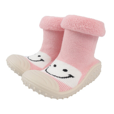 

Baby Socks With Rubber Soles smile face baby shoes Toddler Indoor Sock steps Anti-slip Leather kids Floor Socks Baby Step Socks