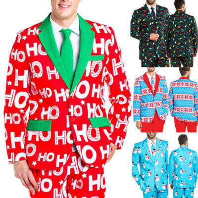 

New Mens Christmas Suit Jacket Matching Novelty Snowmen Adults Xmas Fancy Dress