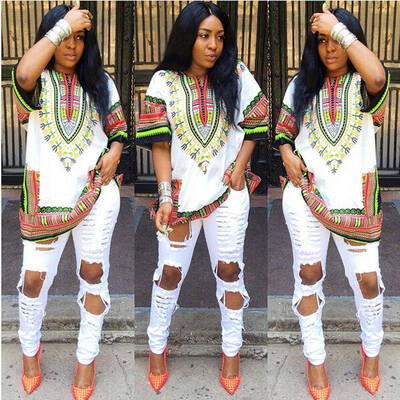 

2017 Women African Festival Dashiki Shirt Kaftan Boho Hippe Gypsy Festival Tops Party Dress K2