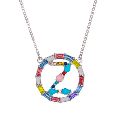 

Letter Fashion Multi-color Zircon Charm Circle Pendant Necklace Necklaces Birthday Jewelry Christmas Gifts