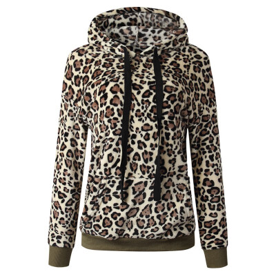 

Hoodies Women Pullovers Tops Fashion Leopard Print Jumper Sweatshirt Female Harajuku Hooded Sweatshirt Plus Size Clothing