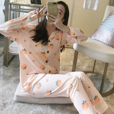 

SILVERCELL Autumn Women Pajama Set Printing Pattern Rayon Sleepwear Long Sleeve Trousers Two Sleepwear Suit