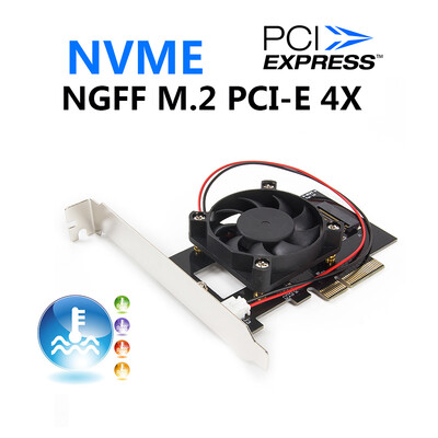 

M2 NVME NGFF to PCI-E X4 Expansion Card Adapter Converter Card with Fan for Desktop PC