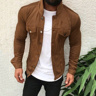 

Gobestart Mens Button Autumn Winter Military Outwear Pure Color Breathable Coat