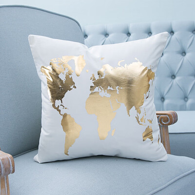 

Hight Quality Bronzing Gold Pillow Pillowcase Cotton Linen Printed 4545 CM