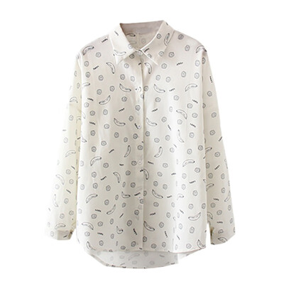 

Women Blouse 2019 Fashion College Style Turn Down Collar Long Sleeve Blouse Shirt Cute Print Loose Casual Lady Blosues