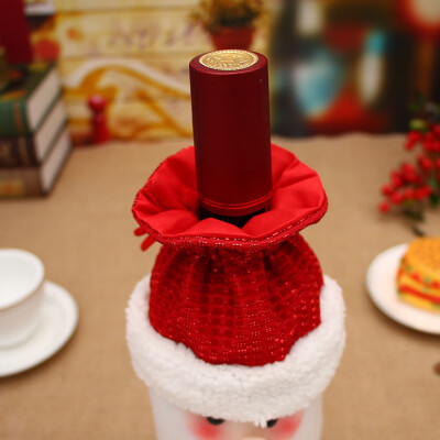 

Tailored Red Wine Bottle Cover Bags Decoration Home Party Santa Claus Christmas