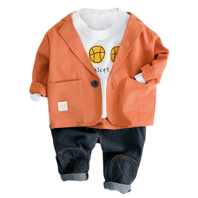 

Childrens Sets Kids Boys Clothing Set Spring Classic Casual Suit Coat T-Shirt Pant Set Children Kids 3Pcs Clothes Set