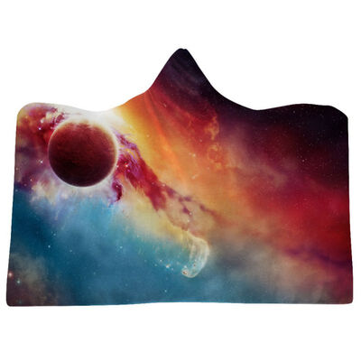 

Starry Sky Plush Printed Microfiber Hooded Blanket Adults Kids Sherpa Fleece Galaxy Wearable Throw Blankets Tv Watching Blanket