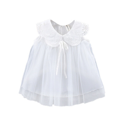

Mesh Dress Summer Baby Girls Solid Pattern Sleeveless Princess Dress Kids Toddler Pageant Sundress