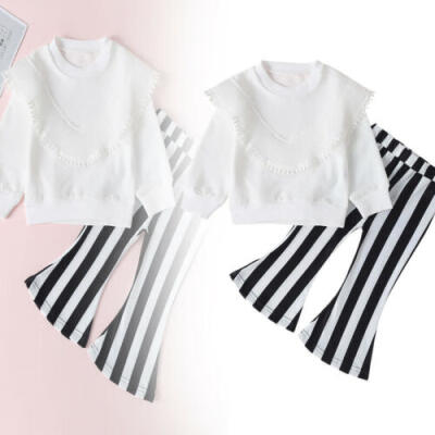 

2Pcs Toddler Kid Baby Girl Long Sleeve Ruffle Tops Long Pants Outfit Clothes Set