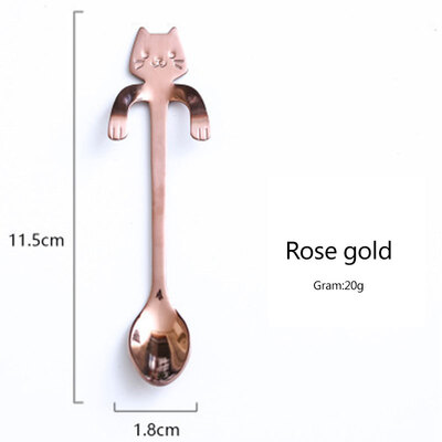 

1Pc Kitchen Cat Shape Cute Stainless Steel Highquality Coffee Soup Mini Long Handle Spoon Kitchen Accessories