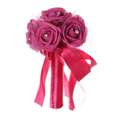 

Artificial Silk Rose Bridal Flowers Sweet Wedding Bouquet Bridal Flower for Bride Bridesmaid Wedding Lace Rhinestone Decor