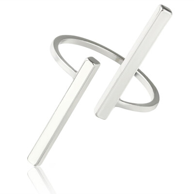 

Simple Open Double-lined Figure Bars Geometric Ring For Womens Gifts