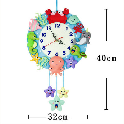 

3 Style Cute DIY Wall Clock Set Free Cutting Felt Material Cloth Animal Style Handmade Cloth Clock Home Hanging Decoration