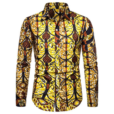 

Tailored Men Casual 3D Printing Vintage Slim Long Sleeve Dress Shirt Blouse Tops