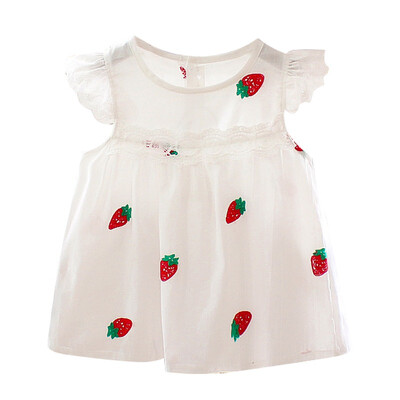

Baby Girl Dresses Summer Girls Cotton Strawberry Dress Infant Girl Sleeveless Solid Color Dress 0-3 Year Baby Birthday Dress