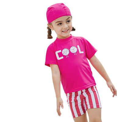 

Girl Two-Piece Swimsuit Cap Set UPF50 Sun Protection Quick Dry Rash Guards Swimwear Beach Pool For Kids Toddler PinkYellow 90c