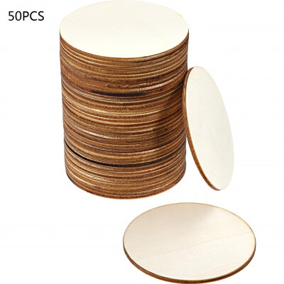 

50pcs Wooden Diy Painted Small Round Plate White Diy Decorative Wood Piece Childrens Decorative Board