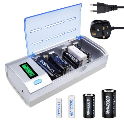 

EUUK Plug LCD Smart Battery Charger For AAA AA C D 9V Ni-MH Ni-CD Rechargeable Batteries