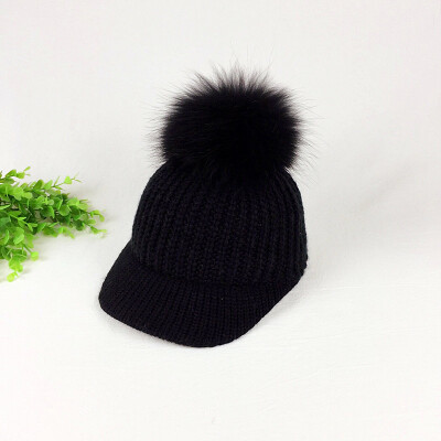 

Spot trend fashion wool cap Korean version by satin wool ball dome wide eaves cap wholesale