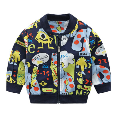 

Baby Boys Outfits Tops Cartoon Print Casual Zipper Sweatshirt Kids Coat Outerwear 2-7Y