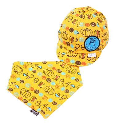 

Spring Autumn Lovely Baby Boy Girl Fruit Pattern Baseball Hat Caps Triangle Bibs Scarf Set