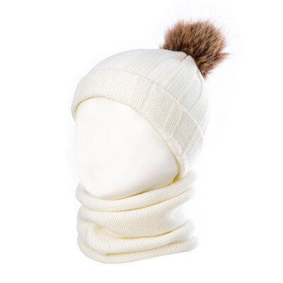 

Baby Girls Scarf Children Kids Winter Hat Scarf Set Knit Hats 2pcs Infant Boys Warm Cap Neck Warm for 0-3Y