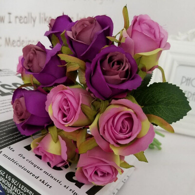 

New Silk Artificial Rose Bouquets Royal Flowers Champagne House Wedding Party Decorations