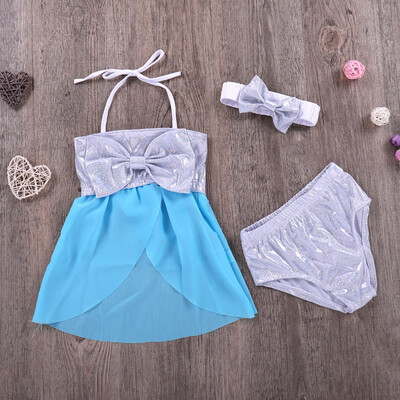 

Kids Baby Girls Bikini Suit Navy Swimsuit Striped Swimwear Bathing Swimming Clothes 3PCS A Sool&Refreshing Hot Summer Gift