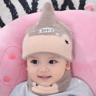 

2pcs Infant Star Design Cute Beanies Kids Winter Baby Hat Scarf Set Girls Boys Warm Caps Children Bonnet Photograph Props