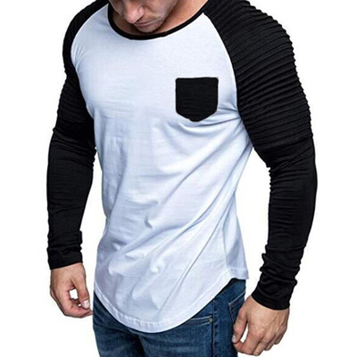 

Mens Casual Fitness T-Shirt Tops Round Neck Long Sleeve Slim Fit Blouse L3XL