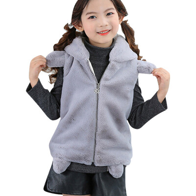 

2017 Winter Baby Girl Waistcoat Cute Thick Bear Ears Hoodies Vest Waistcoats Outwears