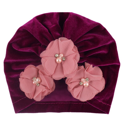 

New Autumn Soft Cute Newborn Baby Pearl Design Girls Caps Infant Casual Hat Turban Elastic Cap