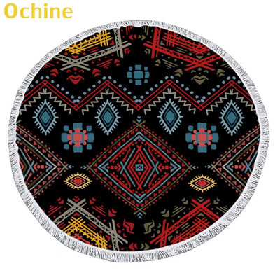 

150cm Summer Swimming Bath Towel Bohemian Pattern Round Microfiber Fringed Beach Towel Mat Carpet Blanket
