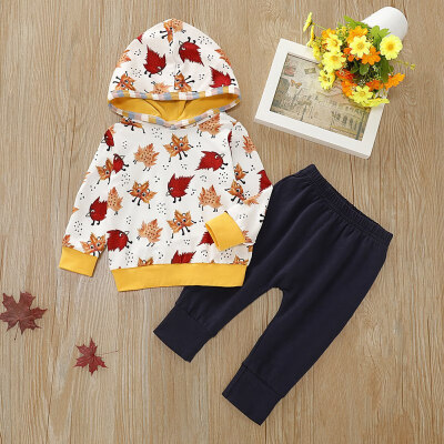 

Newborn Baby Boys Girls Romper Hooded Sweatshirt Pants Maple leaf Long Sleeve hoodie Infant kids Fall clothes