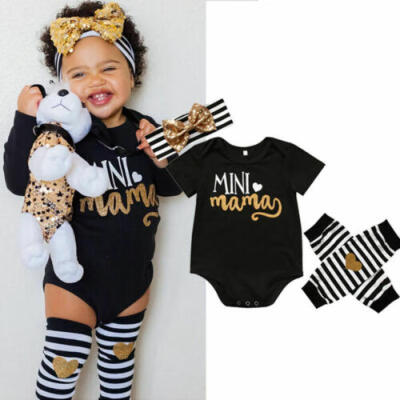 

4PCS Newborn Infant Baby Girls Outfit Clothes Romper Jumpsuit BodysuitPants Set