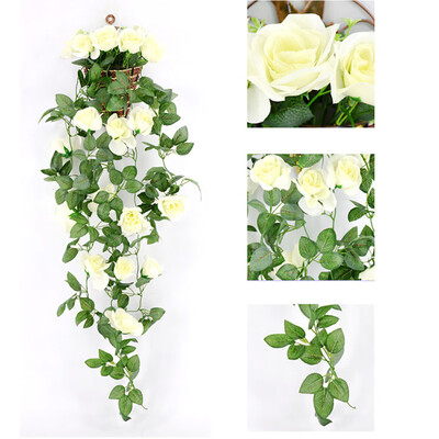 

Toponeto Artificial Rose Flower Rattan Green Leaf Vine Garland Home Decor