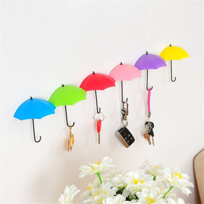 

JPGIF 6Pcs Colorful Umbrella Wall Hook Key Hair Pin Holder Organizer Decorative