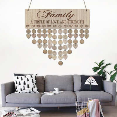 

Gobestart Family Birthday Board Plaque DIY Hanging Wooden Birthday Reminder Calendar A