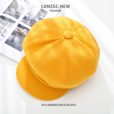 

2019 new Korean ladies fashion hats thickened warm wool berets in autumn&winter solid color red octagonal hat