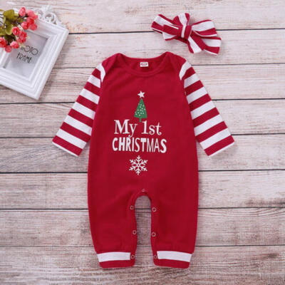 

Newborn Baby Girl My 1st Christmas Romper Jumpsuit Outfits Xmas Party Clothes
