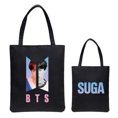

Bangtan Boys Jungkook Jimin V Suga Jin J-Hope RM Printed Handle Tote Bags Handbag Messenger Shopping Bag