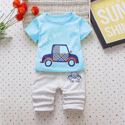 

Boys Sets Baby cartoon pattern short sleeve two-piece Children Set Toddler Clothing